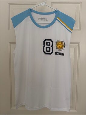 Private Structure Argentina Tank Top in White with Light Blue Trim